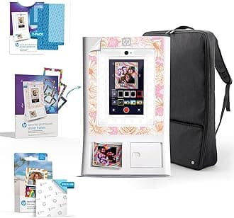 HP Sprocket Photo Booth Machine Instant Color Photo Printer (White) Gift Bundle + Zink Paper (100 Sheets) + Padded Carrying Case + Premium Screen Protector (x2) + Decorative Sticker Frames (x15)