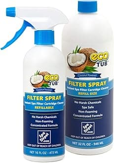 ecoTUB Pool & Hot Tub Spa Instant Filter Cartridge Cleaner: 16oz Spray + 32oz Refill (48oz total)