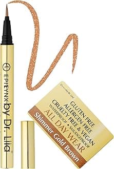Vegan Gluten & Allergen Free Liquid Eyeliner Pencil | Long Lasting Waterproof Eyeliner with Precision Tip | 2ml | Shimmer Gold Brown By Dr. Liia