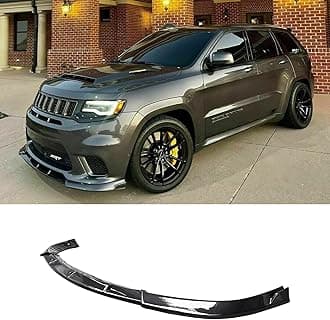 YOUNGERCAR Front Lip Bumper for Jeep Grand Cherokee SRT 2014-2021/Trackhawk 2018-2021 ABS Painted Car Front Spoiler Lip Splitter Bumper 3PCS (Carbon Fiber Style)