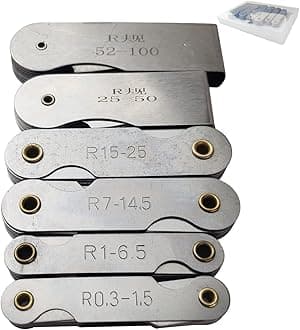 6 Pack R0.3-1.5/ R1-6.5/ R7-14.5/ R15-25/ R25-50/ R52-100 Radius Gauge Set, Stainless Steel Radius Fillet Gage Portable Concave Convex Measuring Tool for Tool and Die Makers Check