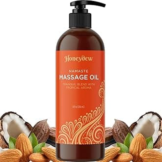 Tropical Scented Massage Oil for Couples - Tranquil Full Body Massage Oil for Massage Therapy with Moisturizing Jojoba Coconut and Sweet Almond Oil - Non Greasy Therapeutic Grade Non GMO and Vegan