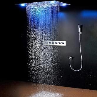 Cascada Luxurious Recessed Large LED Waterfall Rainfall Shower System (Brushed Nickel)