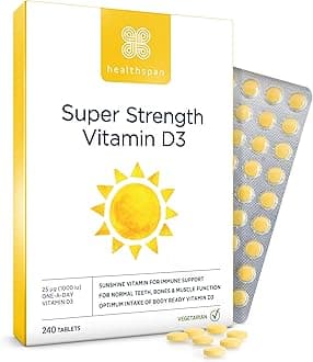 Healthspan Vitamin D3 1,000IU | Supports Immune System, Bone Health & Muscle Function | High Dose | Vegetarian | 240 Tablets