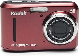Kodak PIXPRO Friendly Zoom FZ43-RD 16MP Digital Camera with 4X Optical Zoom and 2.7" LCD Screen (Red)