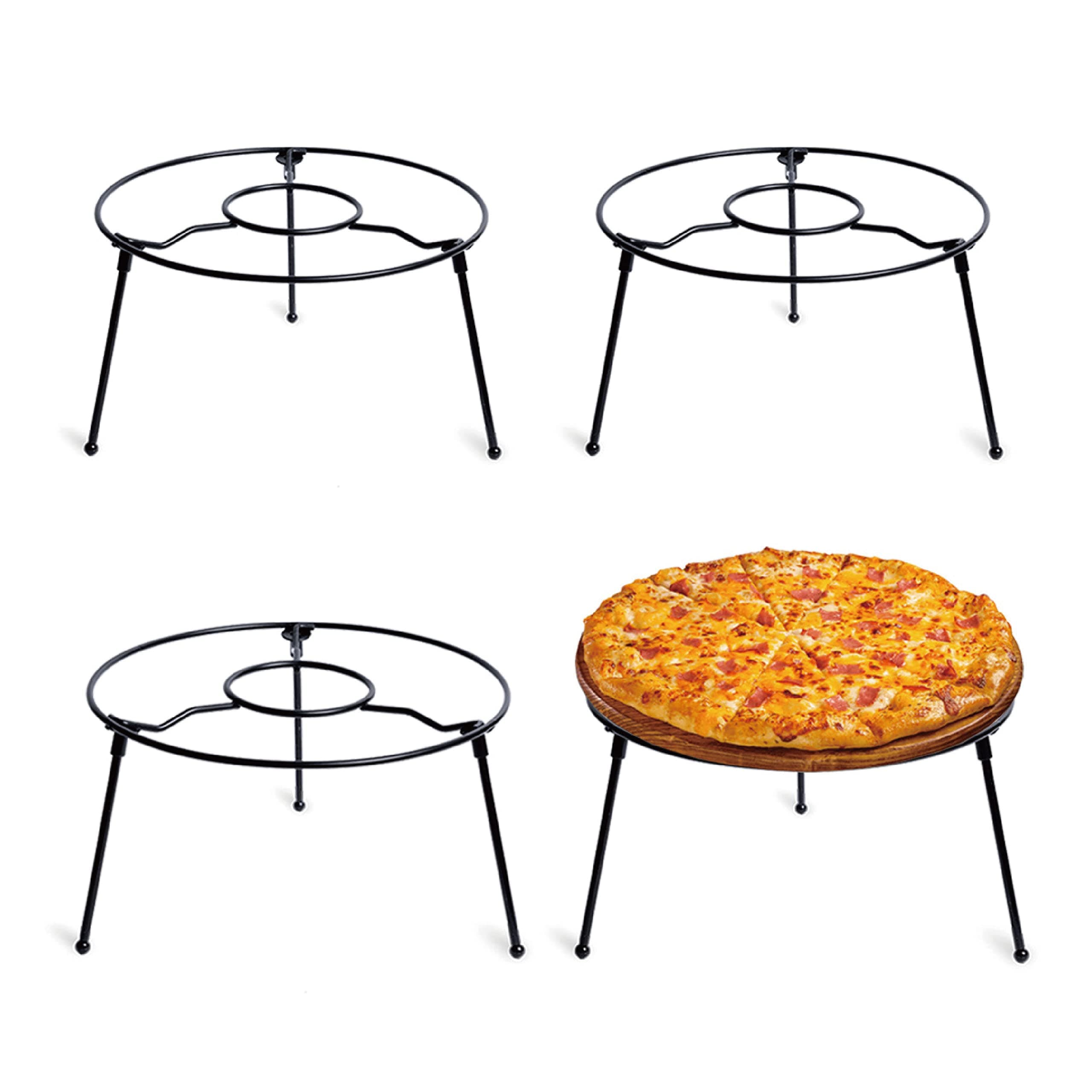 4 Pcs 9 Inch Pizza Stand Holder Riser Display Serving for Tables Party Width for restaurant Home Iron Black Taiwan Made
