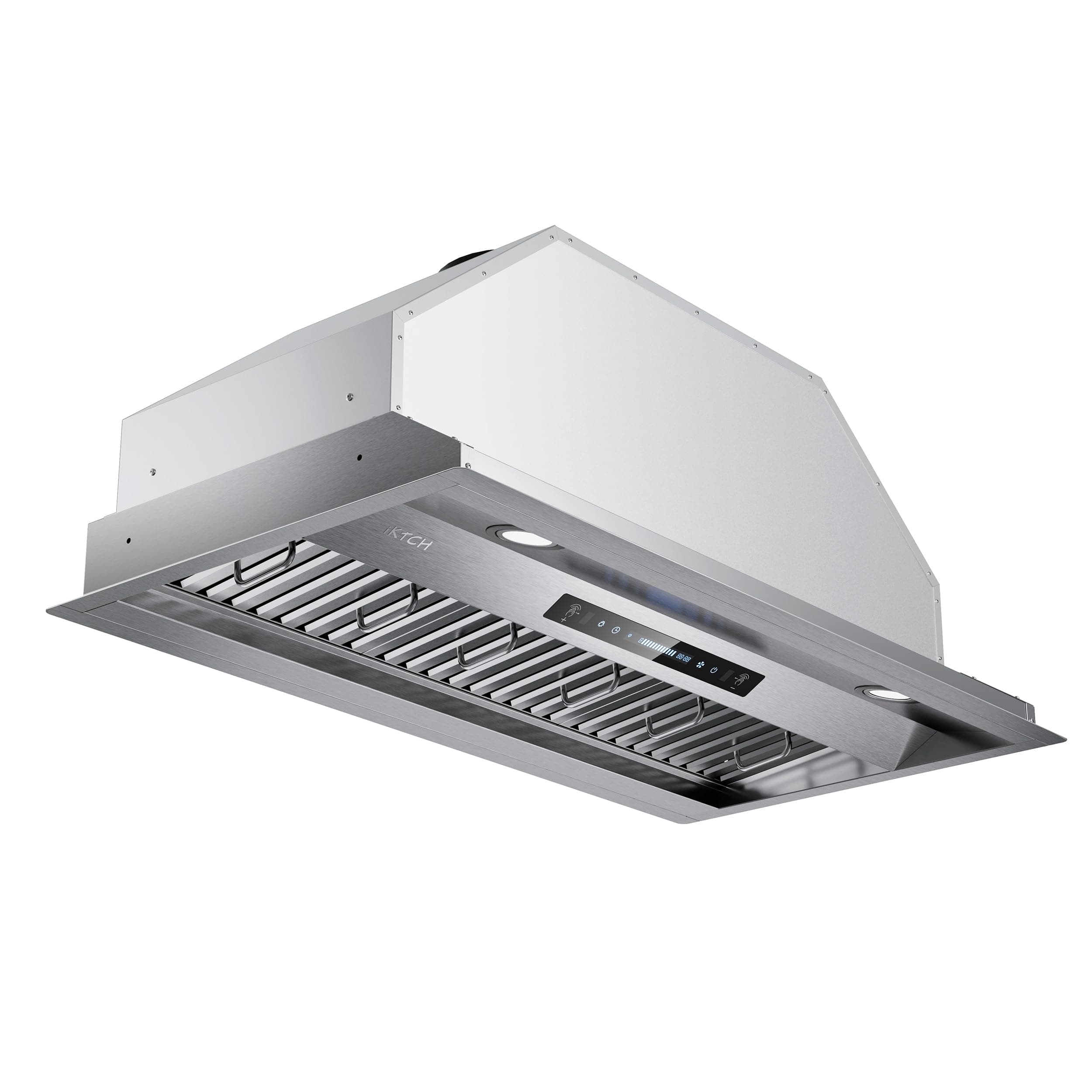 42 inch Built-in/Insert Range Hood 900 CFM, Ducted/Ductless Convertible Duct, Stainless Steel Kitchen Vent Hood with 2 Pcs Adjustable Lights and 3 Pcs Baffle Filters with Handlebar