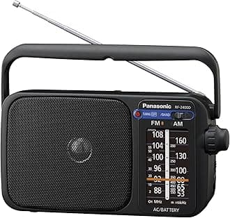 RF-2400DEB-K Portable FM/AM Radio with Digital Tuner, Large Dial, Mains and Battery powered, Easy to Use Radio for Home, Travel or Outdoors