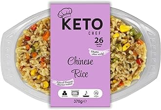 Keto Chef Instant Chilled Meals - Konjac Vegan & Low Calorie, High in Protein, Microwavable Meal | Ready to Eat Meal Pack of 4 (370g) (Chinese Fried Rice)