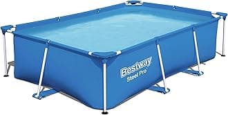 Bestway 56401 Steel Pro Pool | Swimming Pool, Rectangle Above Ground Fast Set Pool, Children’s Detachable Pool, Multiple Sizes, Blue, 221 x 150 x 43 cm