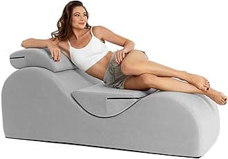 Luvu Lounger - Chaise Lounge Chair for Yoga, Exercise, Massage - High Density Foam - Made in The USA - Light Grey