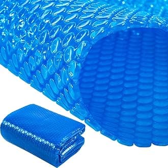 Amylove Pool Solar Blanket Heavy Duty Solar Pool Cover Hot Tub Cover Thermal Insulation Blanket Floating Spa Cover Blanket for 7 8 Ft Square Inground Pools(7 x 7 Feet)