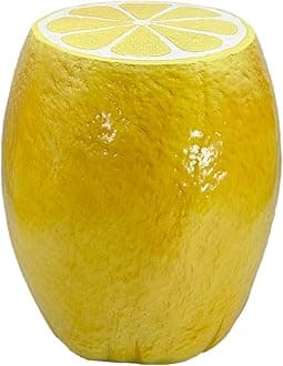Galt International 18" Yellow Lemon Fruit Stool Side Table Home Decor Plant Stand Garden Indoor Outdoor Decorations