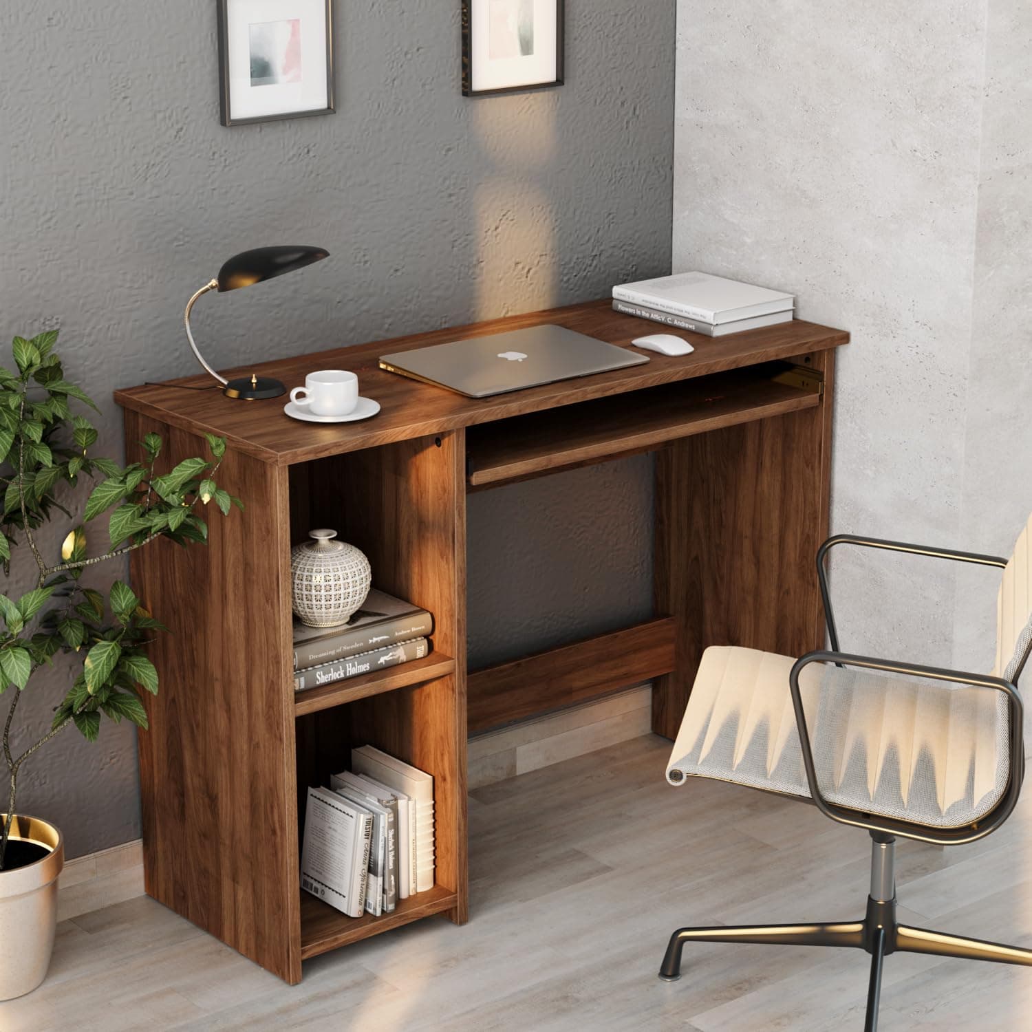 Wakefit Study Table | 1 Yr Warranty | Study Table with Book Shelf, Computer Table for Home Pc, Office Table for Home, Free Installation from Brand, Modern Wobble-Free & Durable Design (Fuller - CW)