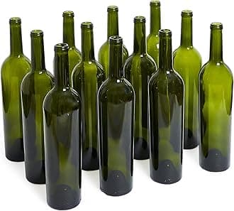 Empty Wine Glass Bottles 750ml - Set of 12 (Dark Green)