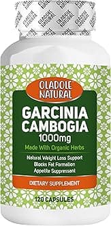 Garcinia Cambogia - 1000mg (120 Capsules) | Supports Weight Management, Increase Energy Levels, Healthy Metabolism, Regulates Blood Sugar Level & Digestive Health | Non GMO Gluten Free