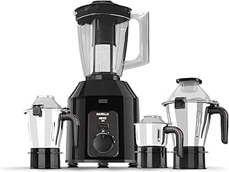 Havells Hexo Plus 1100 Watts 4 Jar Mixer Grinder| High Speed Mixie 22000 RPM motor| 100 Minutes Continuous Run Time| 2 Ltr Break Resistant Blending Jar| 5 Year Motor Manufacturer Warranty (Black)