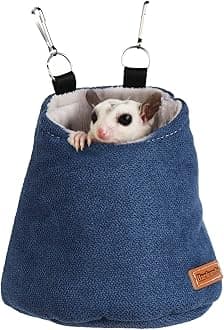 Sugar Glider Bed Pouch for Cage Sleeping Nest Bed, Warm Pouch for Cage Accessories, Sugar Gliders Hammock Pouch Sack Swing Hanging Bed Bedding (Blue)