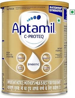 Aptamil C-ProteQ, Infant Milk Formula for babies (From Birth to 6 months)- With Synbiotics, Prebiotics, Probiotics, DHA, Vit.C&D, 400 g Tin