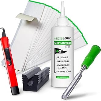 Wedge Guys Golf Grip Kits for Regripping Golf Clubs - Professional Quality - Options Include Hook Blade, 15 or 30 Grip Tape Strips, 5 or 8 oz Grip Solvent, Grip Tape Remover, Bench Vise & Rubber Clamp