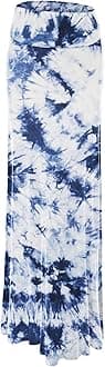 Lock and Love Women's Basic Solid Tie Dye Foldable High Waist Floor Length Maxi Skirt S-3XL Plus Size