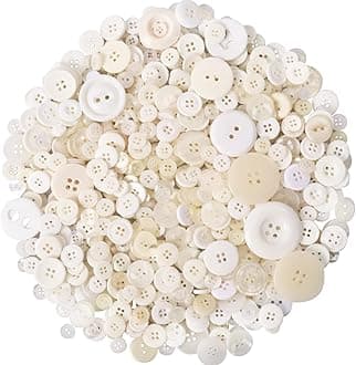 650 Pcs Round Resin Buttons - Assorted 2 & 4 Hole Buttons for Sewing, Crafts & DIY Projects (White)