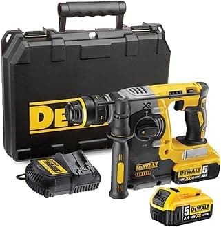 DEWALT 18 V XR Brushless 24 mm, 2 kg SDS-Plus Hammer, 2 x 5 Ah ,Multi-colour,DCH273P2-GB,2 x 18V 5.0Ah Li-Ion Batteries