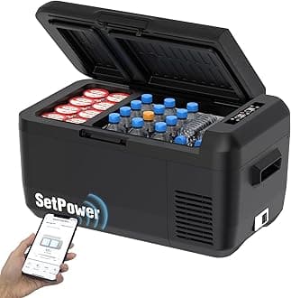 Setpower RF30 Electric Cooler 12V Car Refrigerator With APP Control,32QT(30L) Dual Zone 12 Volt Fridge Freezer, Portable Refrigerator Plug in Cooler for Car,Camping,Vehicles,RV,SUV,Truck,Travel