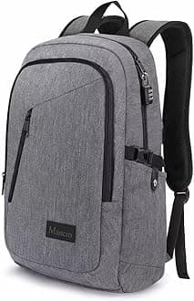 Laptop Backpack, Travel Computer Bag for Women & Men, Anti Theft Water Resistant College School Bookbag, Slim Business Backpack w/USB Charging Port Fits Under 17" Laptop & Notebook by Mancro (Grey)