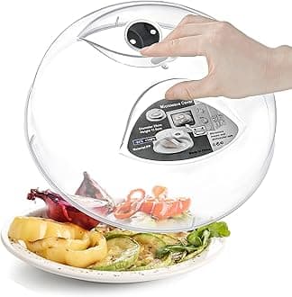 Microwave Splatter Cover for Food Large Microwave Plate Cover Guard Lid with Steam Vents, 1.5 Inch BPA Free & Dishwasher Safe-Grey