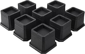 BTSD-home Furniture Risers 3 Inch Bed Risers Heavy Duty Adjustable Dorm Bed Lifts Risers Table Desks Legs Blocks 8 Pack Black