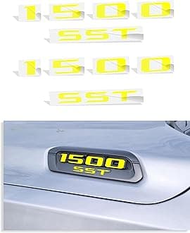 1500 SST Hood Emblem Overlay Decal Stickers - 2025 Ram 1500 Bighorn, Laramie and Warlock w/3.0 I6 Hurricane (Color: Bright Yellow)