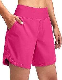 G GradualWomen's 7" Quick Dry Swim Board Shorts Swimming Bottoms High Waisted Beach Shorts for Women with Liner Pockets