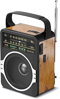 - Portable AM FM Radio, Bluetooth 5.0 Radios 5 Watts Loud Speaker,FM Radio Built-in Rechargeable Battery/DC D*4 Cell Battery Operated & AC Power Plug in Wall Retro