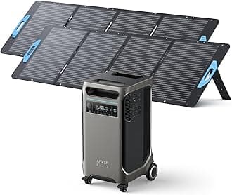 Anker SOLIX F3800 Portable Power Station with 2× 200W Solar Panels, 3,840Wh LiFePO4 Battery, 120V/240V 6,000W AC Output, Solar Generator for Home Use, RVs, Emergencies, Outages, and Outdoor Camping