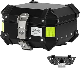Motorcycle Top Case, 15L Aluminum Compact Motorcycle Top Box with Anti-Theft Lock System, Waterproof, Easy Installation with Universal Bracket, For Urban Commuter, Black, GBTC-15BL