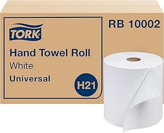 Tork Universal RB10002 Hardwound Paper Roll Towel, 1-Ply, 7.87" Wide X 1000' Long, White (Case of 6 Rolls, 1,000 Per Roll, 6,000 Feet)