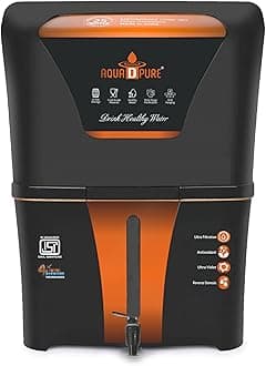 AQUA D PURE 4x Technology with Alkaline Purification, 10 Stage RO Water Purifier with UV, UF, TDS Adjuster and 12 Liter Storage Tank, Best for Home and Offices