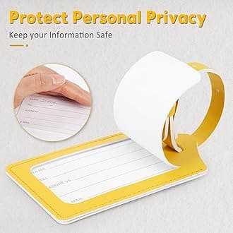 Travelambo 8 Pack Leather Luggage Travel Bag Tags Yellow