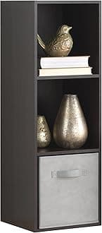 Whitmor 3 Cube Storage Organizer, 3 Tier Stackable MDF Wood Bookcase, Open Storage Display Bookshelf, Storage Cabinet for Living Room, Bedroom, Home, Office, 12.2" L x 11.7" W x 35.6" H, Espresso