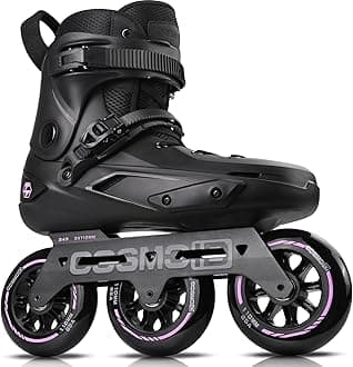 Adult Inline Skate - COSMOID High Performance Roller Skates Blades for Women & Men, 3 Wheels 110mm Metal Frame,Indoor Outdoor and Fitness Black,Size 5-14.5