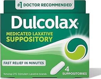 Dulcolax Stimulant Laxative Medicated Suppositories Fast Relief, Rectal Use Only, Bisacodyl 10mg, 4 Count