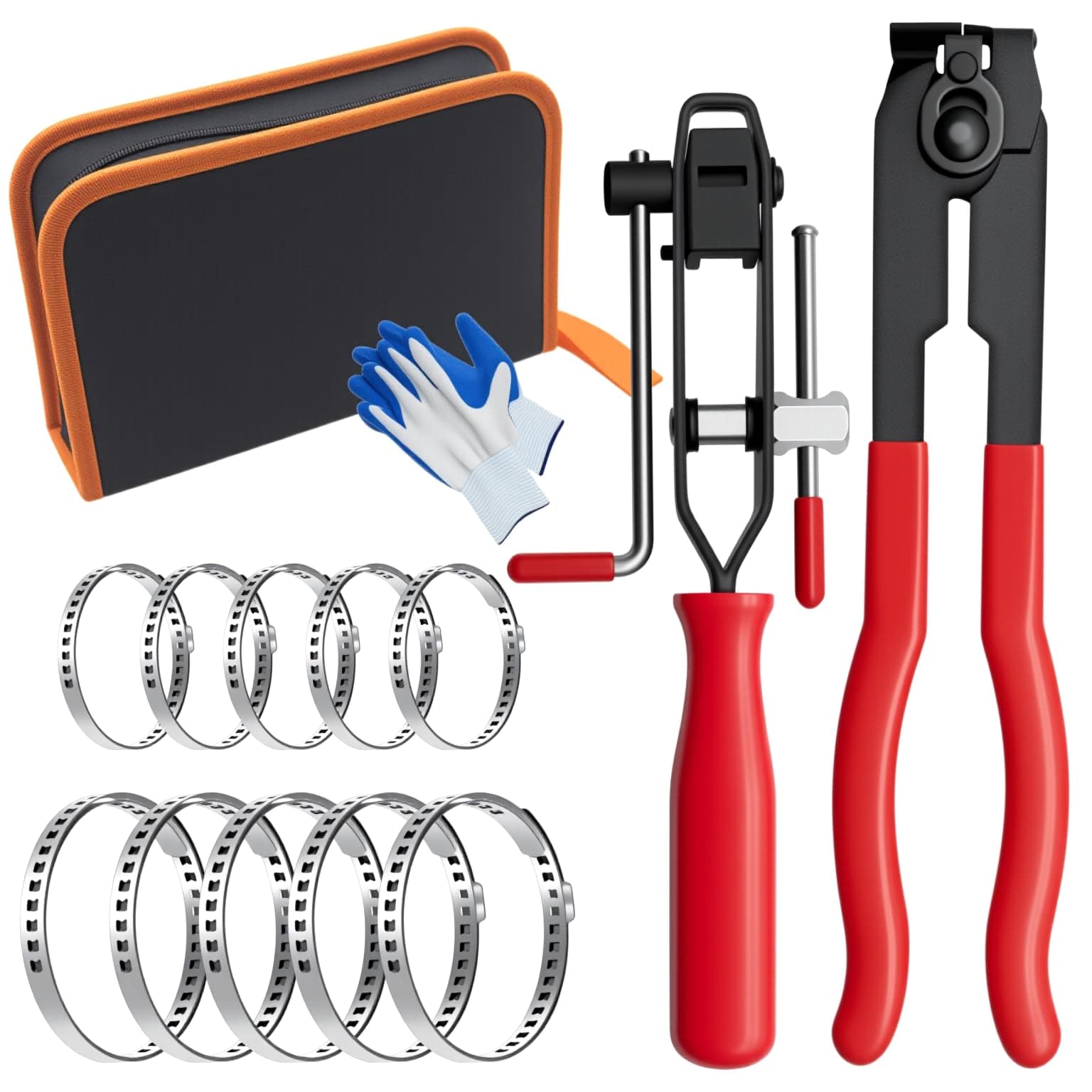 CV Boot Banding Tool - ATV CV Joint Axle Boot Clamp Pliers Tool, CV Axle Boot Clamp Kit With 10psc Crimp Bands - Ear Type Extension For Most Cars