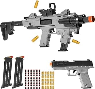 Soft Bullet Toy Gun Blaster, Realistic Toy Dart Hand Gun Soft Bullet Pistol Foam Shell ejecting Blasters with 3Clips, Gifts for Boys Girls Adults Age 8+