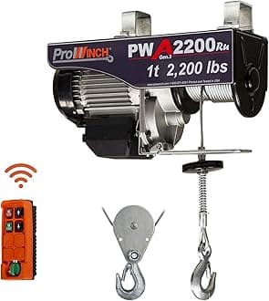 1 ton 2200 lb 110V Electric Wire Rope Hoist 38 ft. Wireless Upper