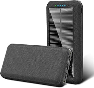 WFEI Solar Power Bank 80000Mah Solar Charger Fast Charging Portable Phone Charger External Backup Battery Pack with 3 USB Output,Black