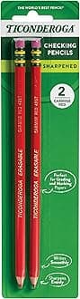 Erasable Checking Pencils, Pre-Sharpened with Eraser, Red, Pack of 2 (13901)