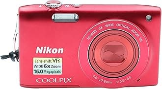 Nikon COOLPIX S3300 Compact Digital Camera - Red (16MP, 6x Optical Zoom) 2.7 inch LCD (Renewed)