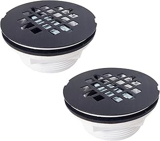 Westbrass D206P-2-12A 2" No-Caulk PVC Compression Shower Drain with 4-1/4" Round Grid Cover, Antique Bronze (2-Pack)