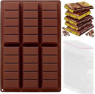Mity rain Chocolate Bar Mold Deep, Silicone Thick Chocolate Bar Mold for Stuffed Bar, Rectangle Knafeh Pistachio Chocolate Bar Break Apart Candy Bar Molds with 100pcs Storage Bags